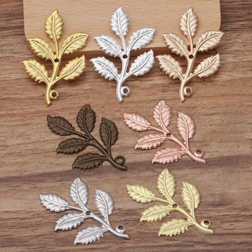 20pcs 32X50mm Gold Color Leaf Charms Pendants for Necklace Bracelet Brooch Headwear Accessories for Jewelry Making DIY Wholesale