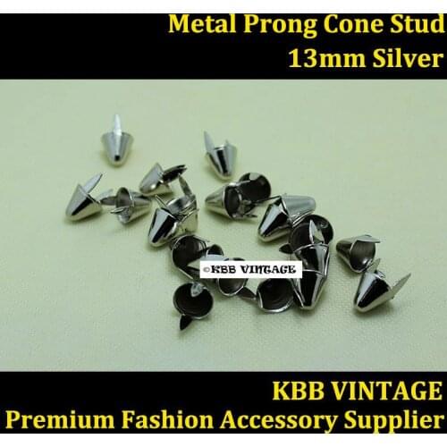200pc Metal Punk Studs Gothic Cone Studs Rock DIY Studs UK-77 Silver 12mm