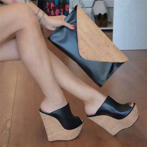 2020 Summer New Women Platform Mules Sandals Sexy Wedges High Heels Sandals Open Toe Elegant Black Party Shoes Women Plus Size