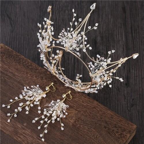 2021 New Headwear Bridal Wedding Crown Wedding Dress Atmospheric Forest Handmade Fairy Hair Accessories Set Wedding Jewelry