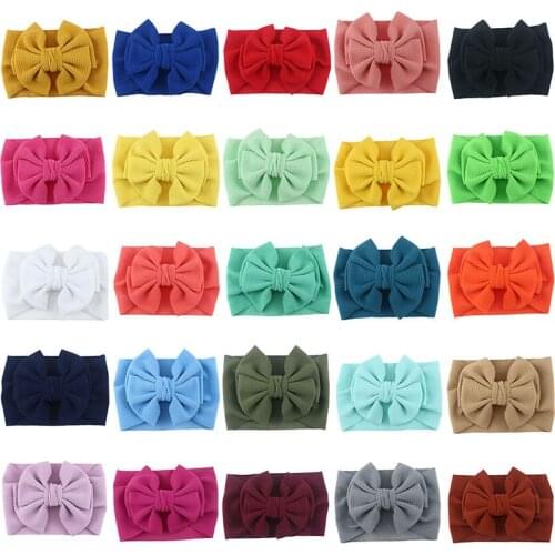 25 pcs/lot, Big Floppy Bow Turban headband, Double layered Fabric bow headwrap, Baby girls hair accessories