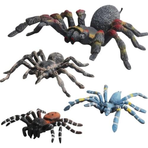 4 Kidns Simulation Spider Figure Collectible Toys Solid Insect Animal Action Figures Kids Animal Sandtable Scene Toys