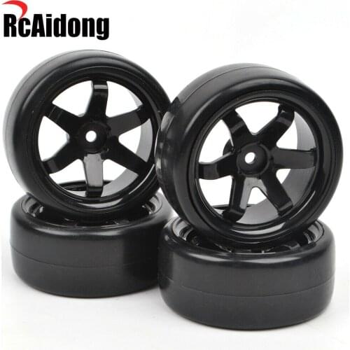 4pcs 1/10 Tires Tyre Wheel 6mm offset for Tamiya TT-01 TT-02 RC Drift Car Upgrades Parts