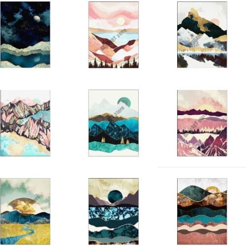 5D DIY Diamond Painting Mosaic Scenery Mountain Sunrise Moon Diamond Embroidery Full Round Drill Cross Stitch Kits Room Decor