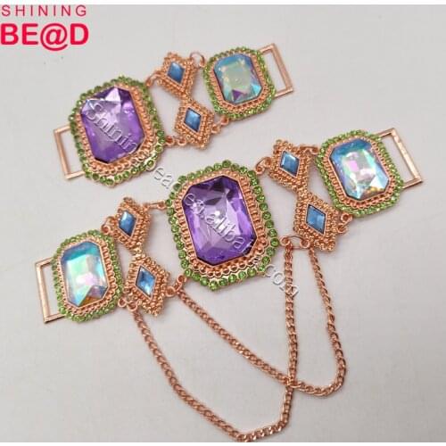 FREE SHIPPING!Elegant custom glass bikini connector rhinestone buckle for suitwear accessories