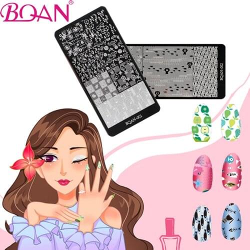 BQAN 1PC Summers Color Nail Stamping Plate Geometry Stamp Template Nail Image Plate Stencil DIY Printing Stainless Steel Tools