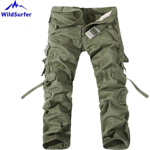 WildSurfer Male Hiking Pants Trekking Camping Camouflage Tactical Cargo Pants Plus Size Men Multi-pocket Overalls Trousers WP94