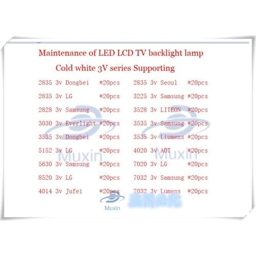 Often use the maintenance LED LCD TV backlight lamp cold white 3V series model 18*20pcs free shipping