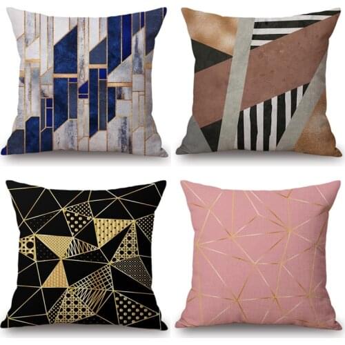 Vintage European Black Pink Yellow Geometric Sofa Throw Pillow Case Diamond Stone Triangles Cushion Cover Home Decor 45x45cm