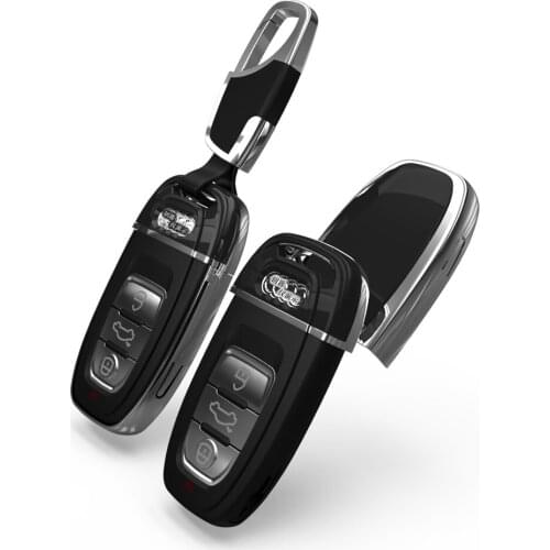 Kwaks Car Key Cover Case Holder for Audi A4L A5 A6L A7 A8L Q5 Plug-in key 3 Button Remote Flip Key Case