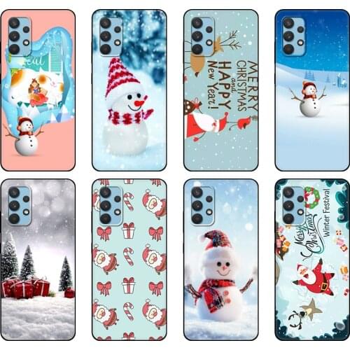 Black tpu Case For Samsung galaxy A12 A22 A32 A42 A52 A72 4g 5g S21 PLUS ultra back cover Cute Christmas