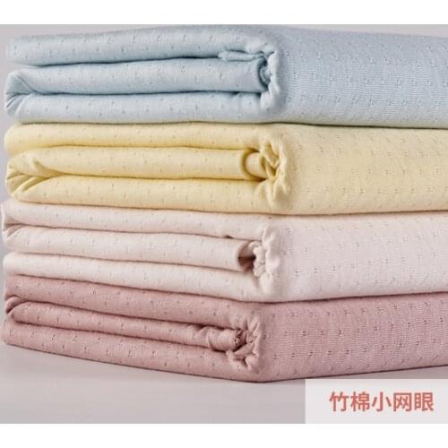 Baby Bamboo Cotton Plain Small Mesh Jersey Printed Knitted Cotton Fabric for Summer Ids Bedding Pajama Materia 50x170cm Elastic