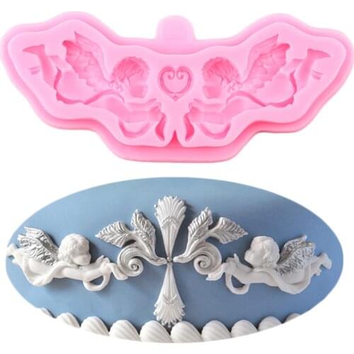 DIY Angel Cake Border Silicone Molds Wedding Fondant Cake Decorating Tools Candy Polymer Clay Chocolate Gumpaste Moulds