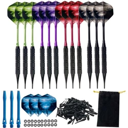 E9LE 12pcs Tip Darts Aluminum Shaft with 100 Nylon Soft Tips for Electronic Dartboard