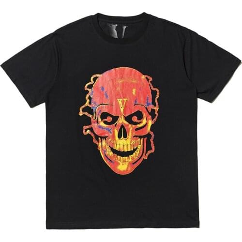 Summer Vlone Tee guerrillas thundermat flames, large V high street short-sleeved men and women T-shirt