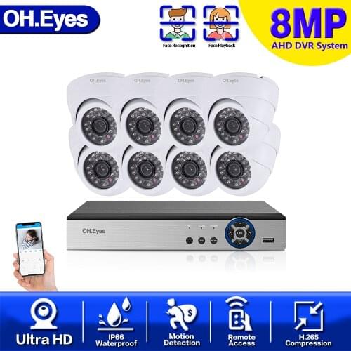 H.265+ 8CH 4K Ultra HD CCTV DVR Kit 8.0MP Explosion Proof Home Security Camera System IP66 Waterproof P2P Video Surveillance Set