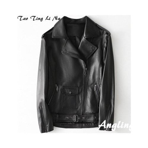 Top brand Spring 2020 Women Genuine Real Sheep Leather Jacket H40 high quality