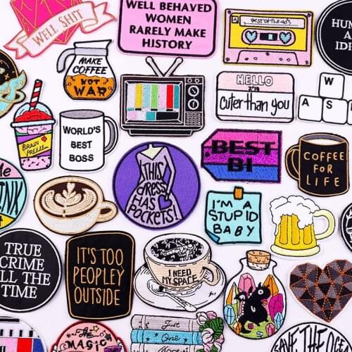 Cartoon Patch Letter Stripes Applique Embroidery Patches For Clothing Stickers Gay Pride Patch Iron On Patches On Clothes Badges