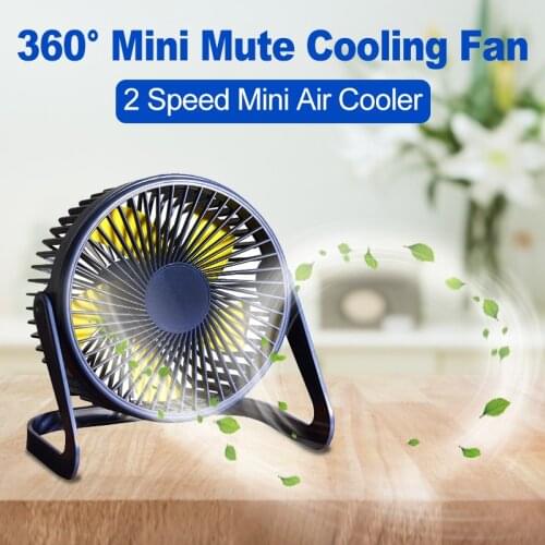 Mini USB Desktop Fan 2 Speed Personal Portable Cooling with 360 Rotation Adjustable Angle for Office Household Traveling