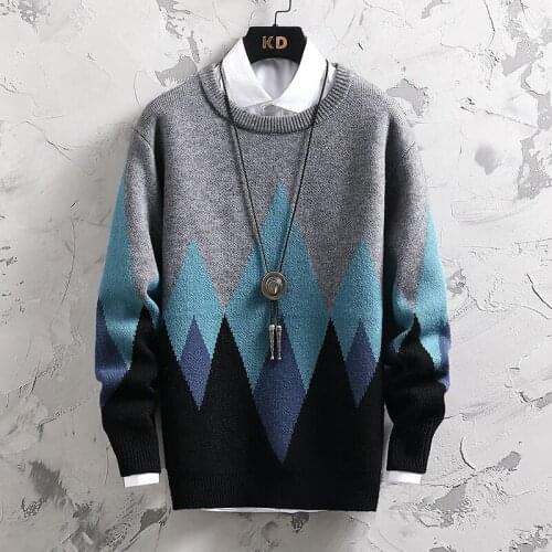2021 new autumn and winter high quality sweater mens knitted pullover mens long-sleeved casual loose mens sweater