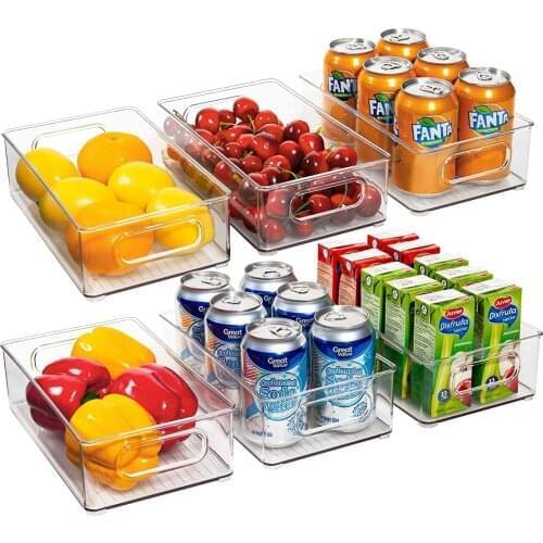 Refrigerator Organizer Bins 6pcs Stackable Clear Plastic Organizers Handles Fridge Pantry Kitchen Cabinet Food Storage Container