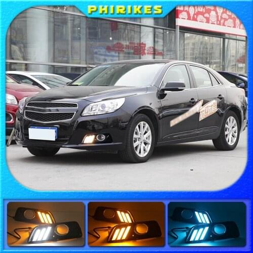 2Pcs DRL Fog Lamp For Chevrolet chevy Malibu 2011 2012 2013 2014 2015 With Yellow Signal LED Daytime Running Lights