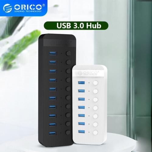 ORICO USB 3.0 Industrial HUB 7/10/13 ABS USB OTG Splitter On/Off Switch With 12V Power Adapter Support Charger For Computer