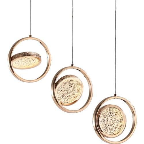 Nordic Luxury Circle Ring Bedside Pendant Light 360 Degree Rotatable Colthing Store Shop CafeGlass Ring Hanging Lamp Fixture