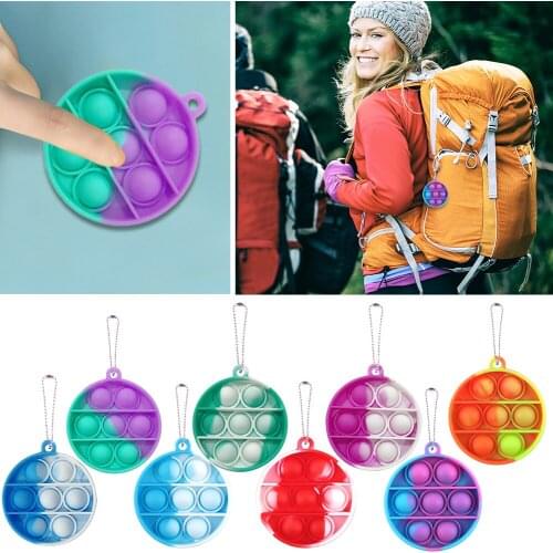Silicone Push Bubble Round Shape Keychain Sensory Fidget Toys for Autism Stress Reliever Anxiety Relief Funny Toys