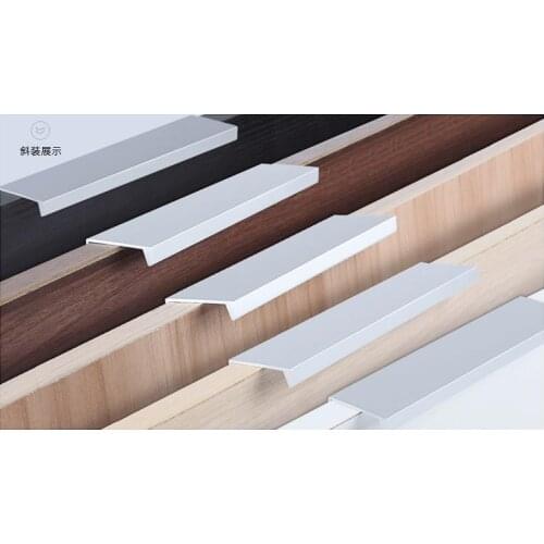 Modern simple cabinet door edge handle wardrobe drawer matte silver hidden furniture handle kitchen cabinet pull