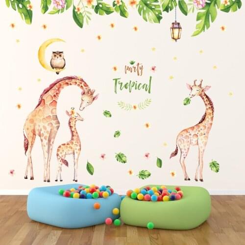 Giraffe family wall sticker Vinyl DIY Cute giraffe wall decals For living room background wall kids room bedroom decor sticker