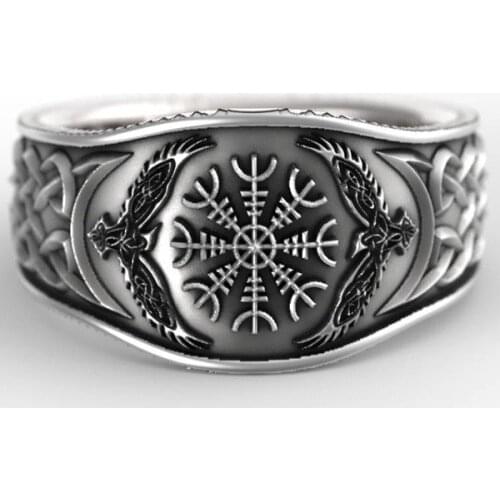 Vintage Punk Viking Compass Ring for Man Hip hop Old Silver Color Finger Jewelry Gift free shipping Size 7-13
