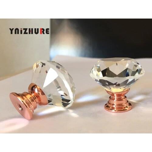 YNIZHURE 10Pcs/pack 30mm Diamond Shape Crystal Glass Drawer Cabinet Knobs Pull Handles Kitchen Door Handles Wardrobe Hardware