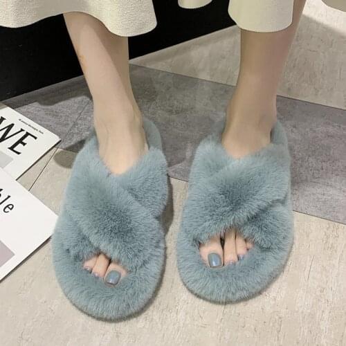 Women Artificial Fur Sliders Furry Sandals Fashion Slippers Anti-slip Indoor Outdoor Flat Flip Flops