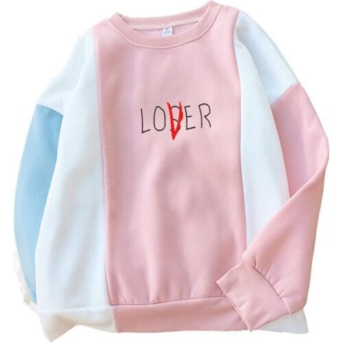 Women Sweatshirts Letter Print Patchwork Hoodies 2020 Autumn Winter Long Sleeve O-neck Pullovers Korean Style Female Tracksuits