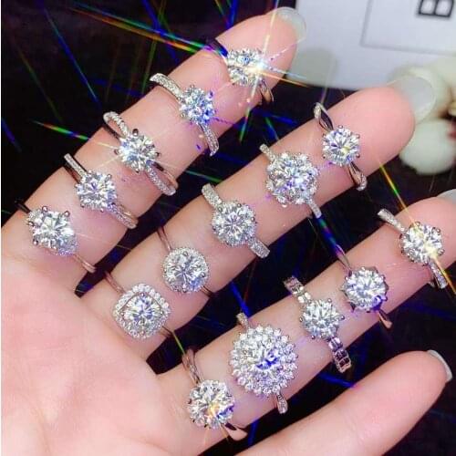 KJJEAXCMY boutique jewelry 925 sterling silver 1.0 Carat Moissan Diamond Ring Womens Variety in Sterling Silver With certificat