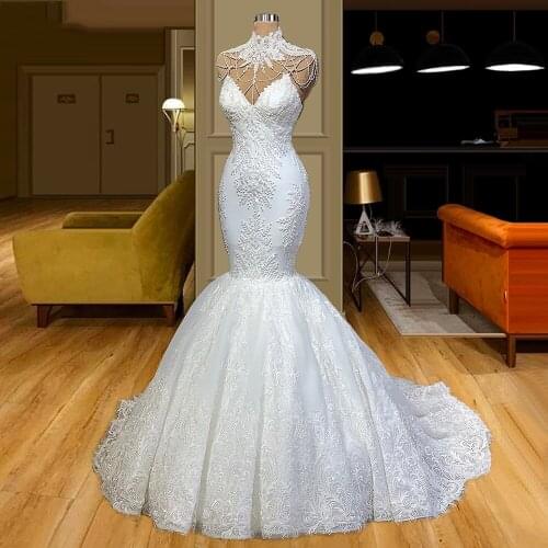 Vintage White Wedding Dresses Mermaid Elegant Lace Bridal Gowns Princess Special Design Wedding Gowns For Women Robe De Mariage