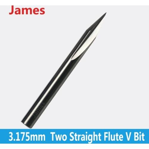 1pc 3.175mm SHK Double Flutes Straight V Engraving Tools Two Flutes Straight V Bits for Hardwood Straight V Cutting Milling
