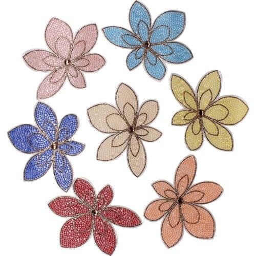 1piece Beaded Crystal Flower Hot Fix Iron on Cloth Patches Decoration Lace Motifs Applique Accessories for Craft Design TH148