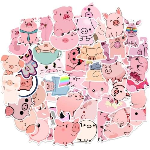 10/30/50pcs Cute Pig Animal Graffiti Stickers Cartoon Kids Toy For Notebook Photo Case Laptop Luggage Car Skateboard DIY Sricker