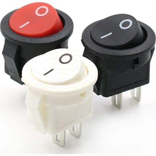 10pcs Diameter Small Round Boat Rocker Switches Black Mini Round Black White Red 2 Pin ON-OFF Rocker Switch