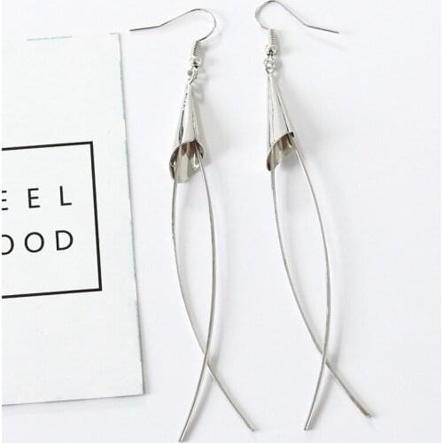 12 Pairs/Lot Big Drop Earrings Geometric Trumpet Dangle Earring Zinc Alloy Charm Statement Ear Gold Silver Color Long Women Gift