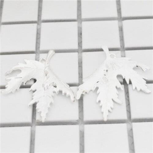3pcs 55x46mm Bright Silver Plated Leaf Charms Pendant For Making DIY Handmade Jewelry