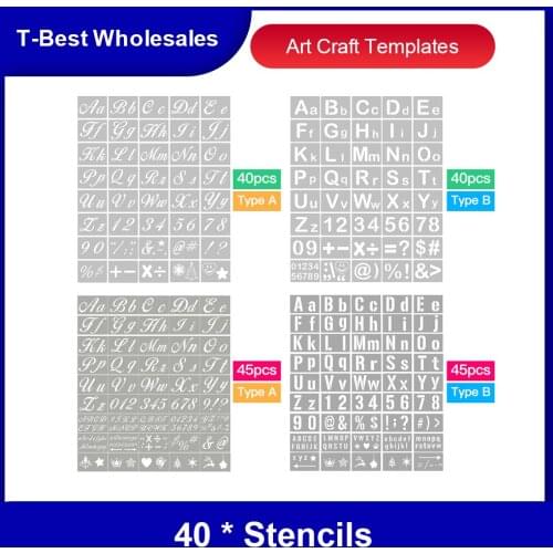 40PCS Stencils Letter and Number Template Reusable Washable Alphabet Stencils PET Art Craft Templates for Painting