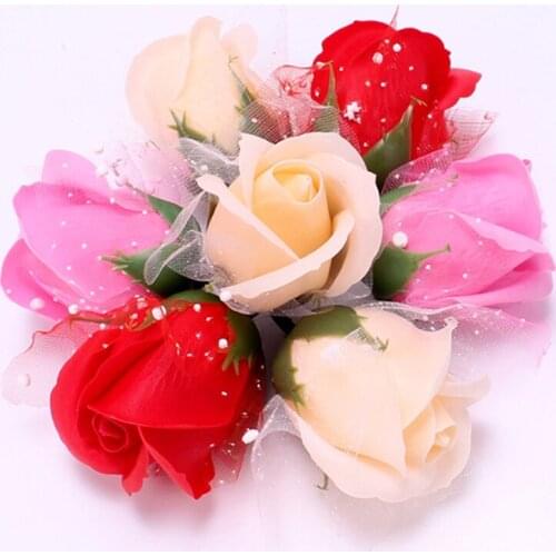 50Pcs Artificial Flowers Rose Soap Flowers Head With Lace Eternal Flowers Wedding Valentine Mothers Day DIY Bouquet Material