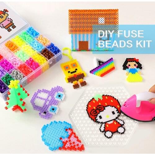 7pcs 5mm Clear Fuse Beads Boards Pegboards Template with 21pcs Pattern Cards for Kids Adults DIY Craft Educational Toys