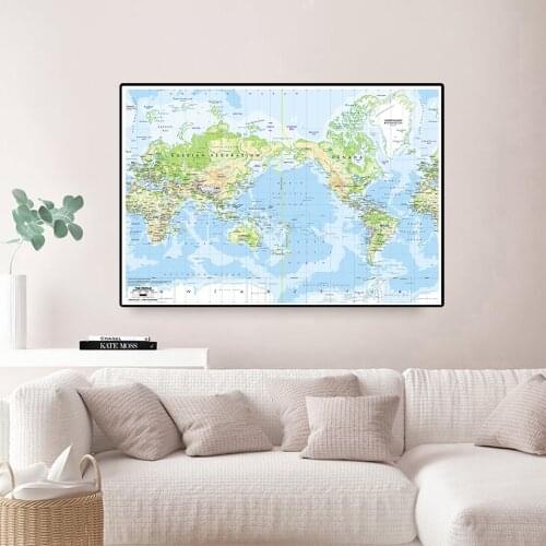 90*60cm The World Orographic Map for Geographical Research Wall Art Poster Canvas Painting School Supplies Classroom Home Decor