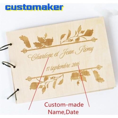 A5 Personalised Wedding Guest Book wooden Guestbook Signature Album Gift for Couple Rustic unique Gift Engraving name and date