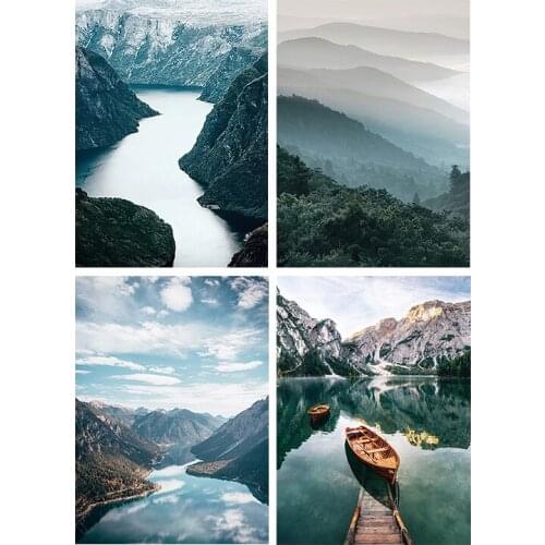 Diamond Painting Sky Landscape Boat Full Drill Diamond Wall Art Canvas Picture Scenery Diamond Drawing Stickers Holiday Gift