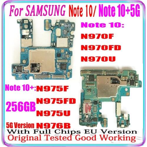 100% Original For Samsung Galaxy NOTE 10 N975F N975U N970F N970U N976B 5G Motherboard EU Version logic board Full Tested Working